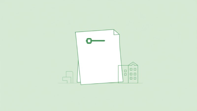 契約書と鍵と建物のイラスト