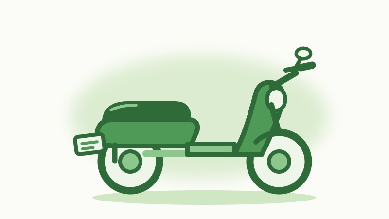 原付スクーターとナンバープレートのイラスト